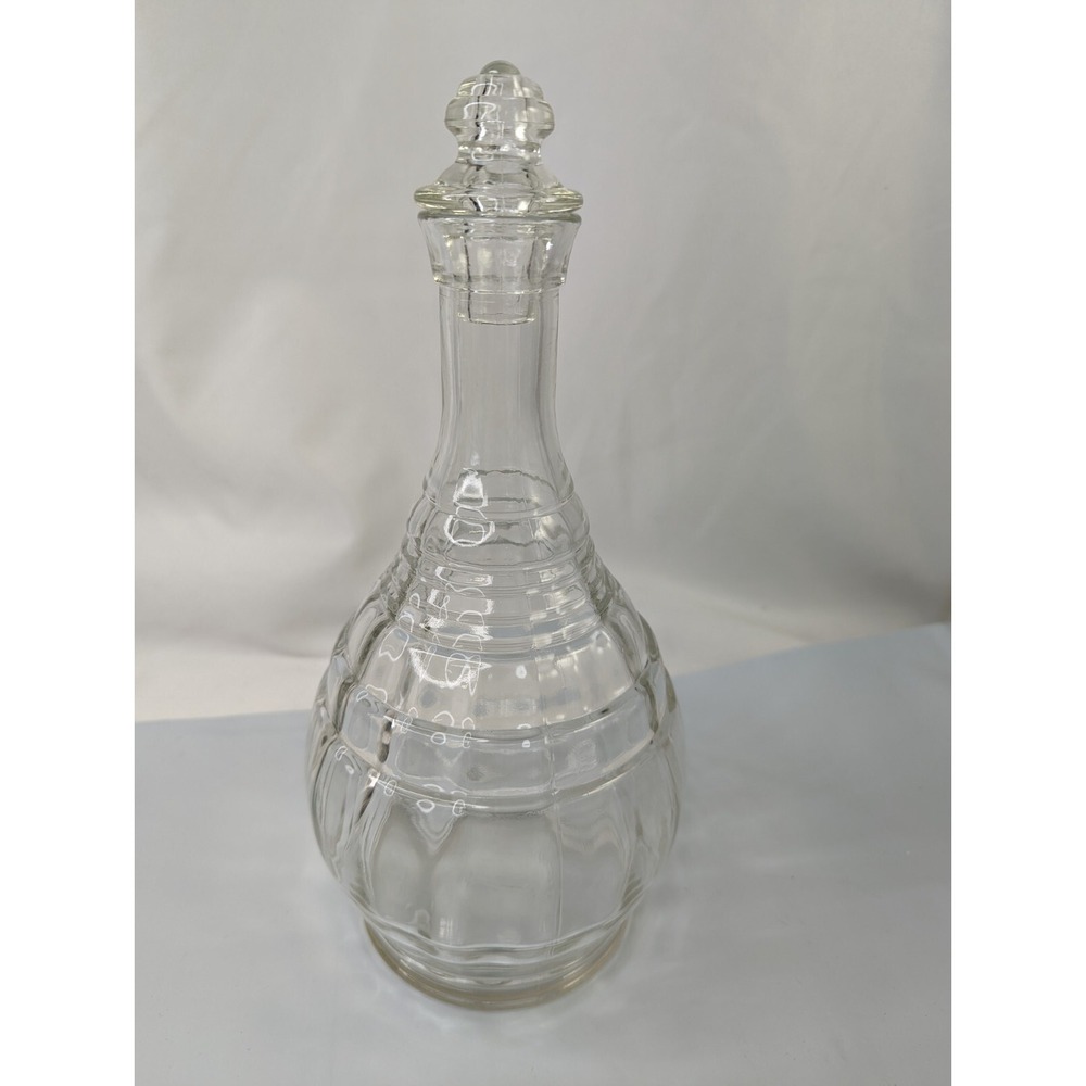 Hazel Atlas Glass Decanter with Stopper 10.5 Inch